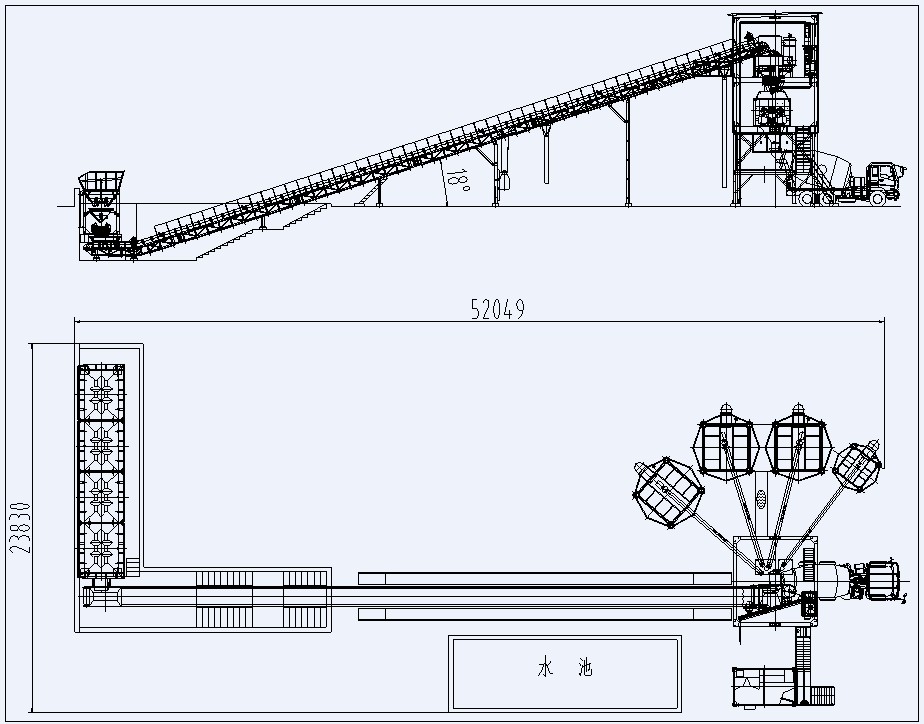 HZS120 Concrete Batching Plant Drawing