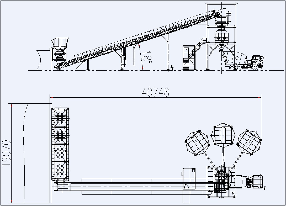 HZS150 Concrete Batching Plant Drawing